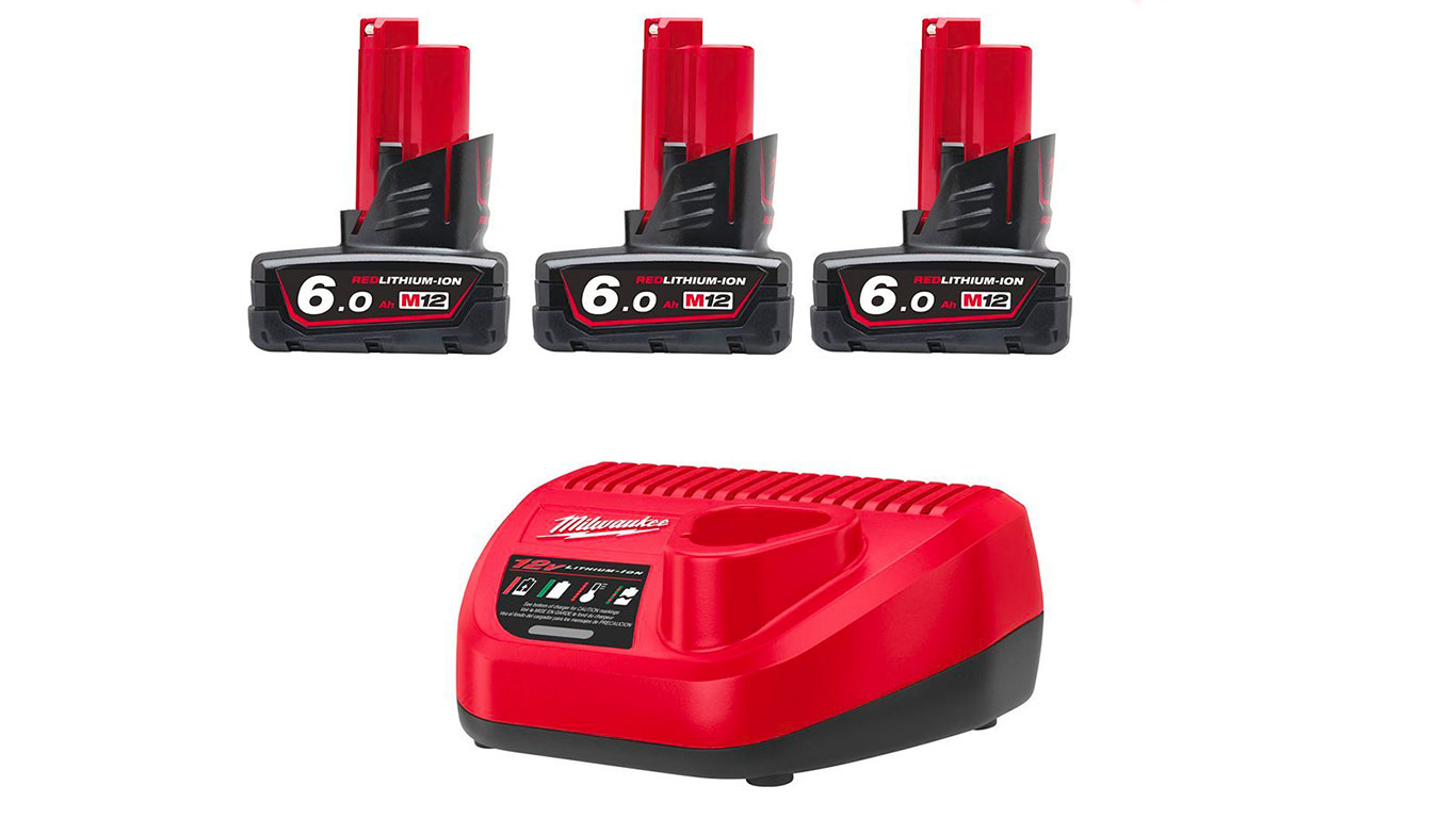 Pack de 3 batteries NRJ Milwaukee M12 6.0Ah - Chargeur 4933459208